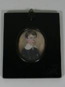 A 19thC. Miniature Portrait Watercolour Of Boy