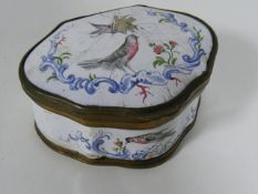 A Georgian Enamelled Patch Box Decorated With Bird