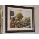 Framed Surrealist Watercolour Titled The Plough -