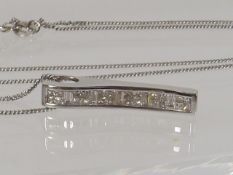 An 18ct White Gold Necklace & Pendant Set With Twe