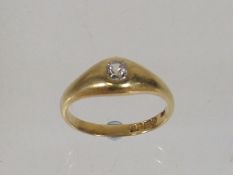 A Ladies 18ct Gold With Diamond Gypsy Style Ring A