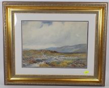 Framed Moorland Watercolour Title Card To Verso Jo