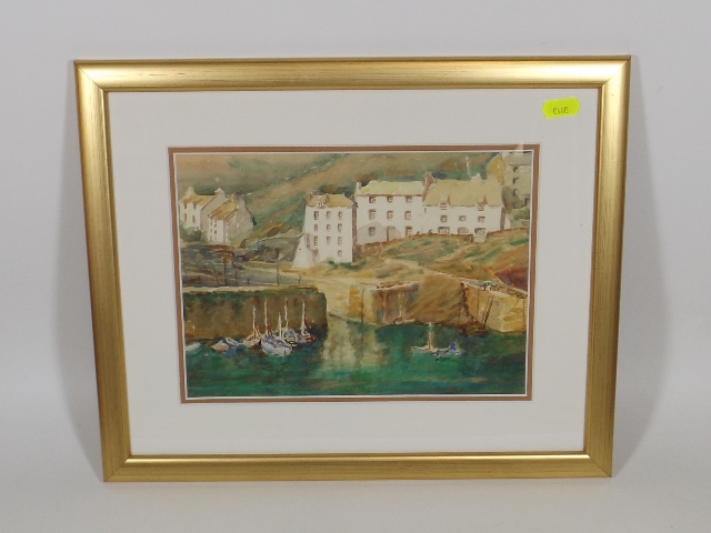 Framed Watercolour Of Cornish Harbour, Unsigned