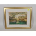 Framed Watercolour Of Cornish Harbour, Unsigned