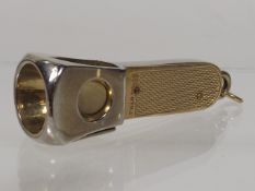 A Vintage Cigar Cutter Of Stainless Steel & 9ct Go