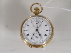 A Gents 18ct Gold Pocket Watch With Stopwatch Acti