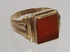 A 9ct Gold Carnelian Stone Ring