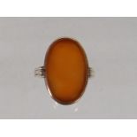 Ladies 9ct Gold Ring With Carnelian Stone