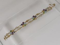 An 18ct Gold Ladies Bracelet Set With Diamond, Tan