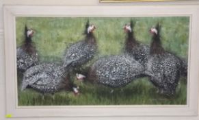 Framed Acrylic Painting Of Guinea Fowl Signed Beve