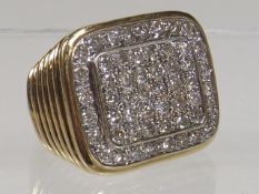 A Large Gents 9ct Ring Set With Approx. 3ct Diamon