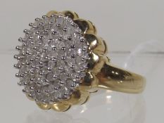 A Large 9ct Gold Diamond Cluster Ring