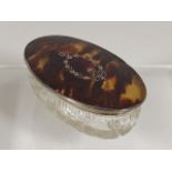 An Antique Cut Glass Trinket Dish With Tortoiseshe