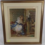 A Hand Highlighted Antique Amiconi Framed Print