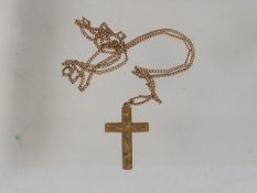 A 9ct Gold Chain With Crucifix Approx. 3.6g
