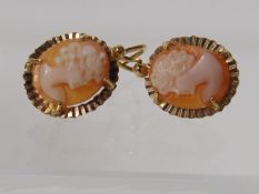 A Small Set Of 9ct Gold Cameo Ear Rings