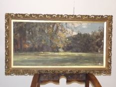 Impressionist Oil On Canvas Of Woodland & Meadow S