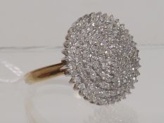 A Large Ladies 9ct Gold Diamond Cluster Ring