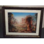 Framed Surrealist Watercolour Titled The Maypole -