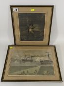 Two Antique Coloured Diving Prints