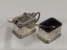 A Silver Salt With Silver Mustard Pot