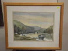 Framed Watercolour Of Estuary Signed Audrey Beaven