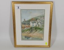 Framed Watercolour Of Mousehole Attributed To Winn