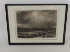 Framed Landscape Mezzotint Signed Norman Hurst