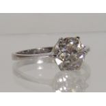 A Ladies White Metal Diamond Solitaire Ring Approx