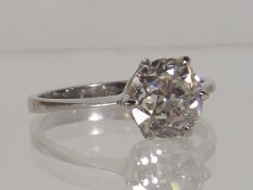 A Ladies White Metal Diamond Solitaire Ring Approx