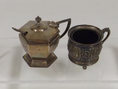A Lined Silver Mustard Pot Twinned With A Silver S