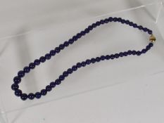 A Good Set Of Lapis Lazuli Beads With 9ct Gold Cla