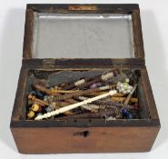 A 19thC. Box Of Bobbins & Related Items