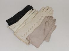 Four Vintage Sets Of Ladies Gloves, One Adorned Wi