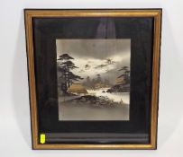 Early 20thC. Oriental Painting With Gold Embellish