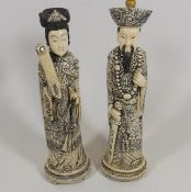 A Pair Of 1920'S Japanese Carved Bone Figures
