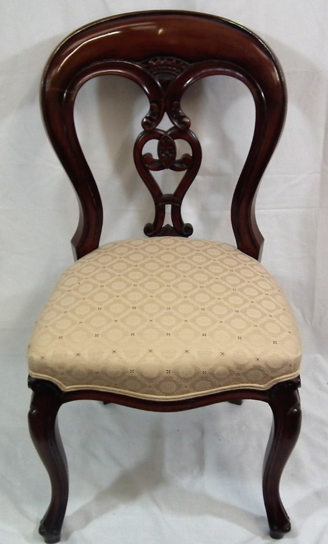 A Victorian Mahogany Framed Upholstered Dining Cha