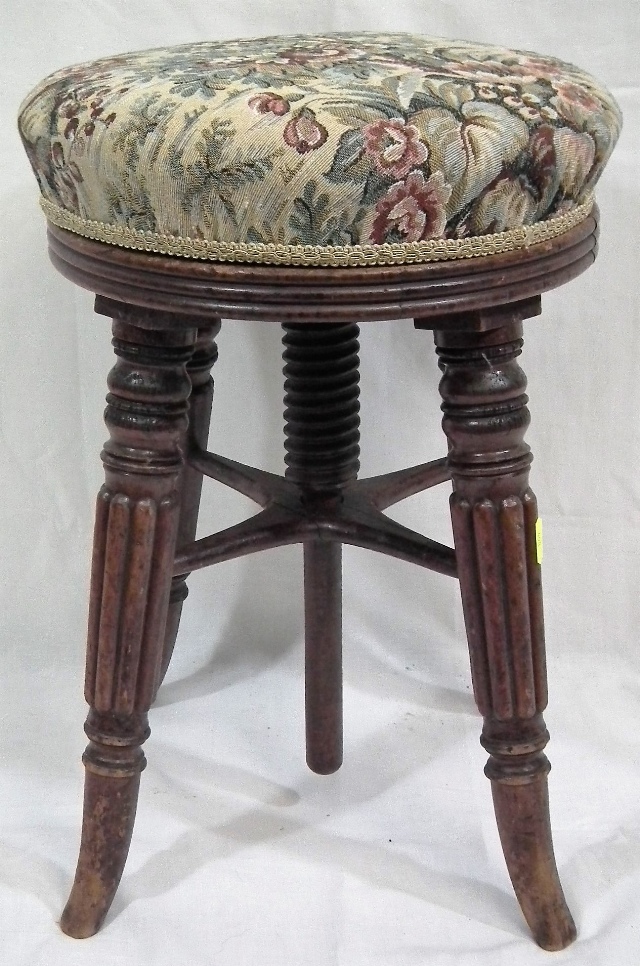 A Victorian Mahogany Adjustable Music Stool