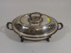 An Antique Silver Plated Tureen & Cover