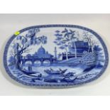 C.1800 Spode Blue & White Transferware Meat Dish