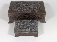 Two Embossed Bronzed Boxes