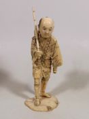 A Meiji Period Japanese Ivory Figure Of Man With C