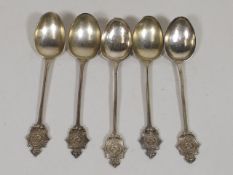 A Set Of Five Madras Silver Spoons