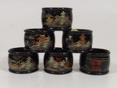 A Set Of Six Lacquer Ware Napkin Rings