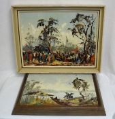 Two Framed 1960'S African Oil Paintings By Moto