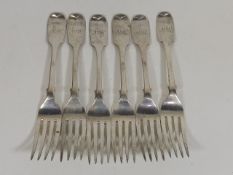 A Set Of Six Heavy Gauge Silver Forks