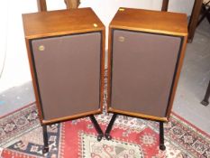A Pair Of Large Tannoy Hifi Speakers With Stands