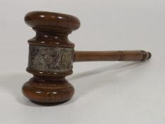 An Auctioneers Gavel With Silver Plaque