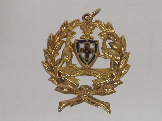 9ct Gold Advance Australia Coat Of Arms With Ename