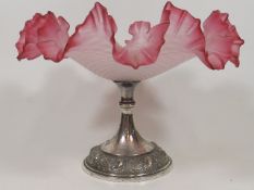 An Early 20thC. Cranberry Glass Comport With Frill